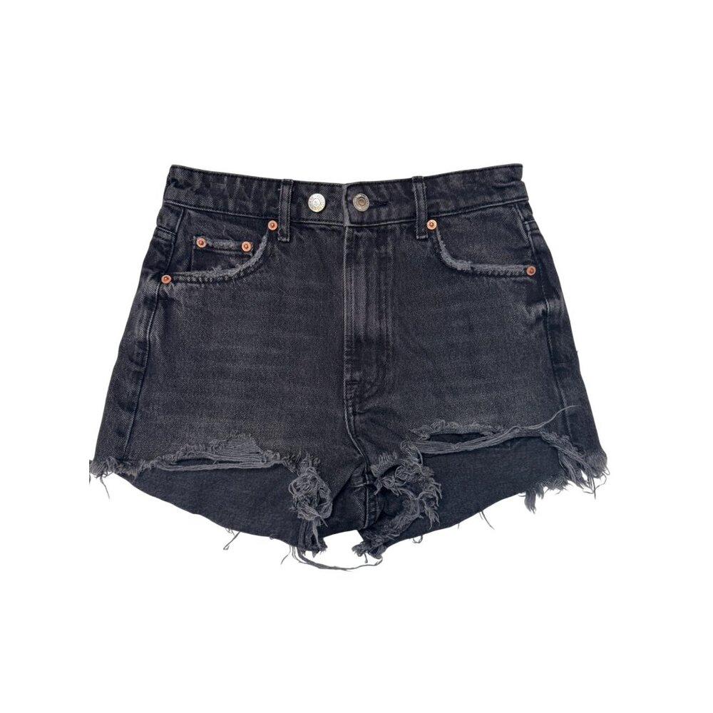 2/$30 Zara Size 2 Black High Waist Grunge Denim Shorts